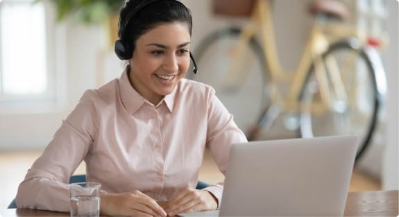 Professional woman talking with client